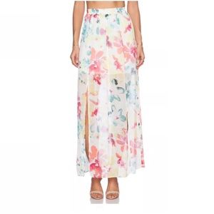 BB DAKOTA MAXI SKIRT DOUBLE SLIT SHEER LONG FLORAL